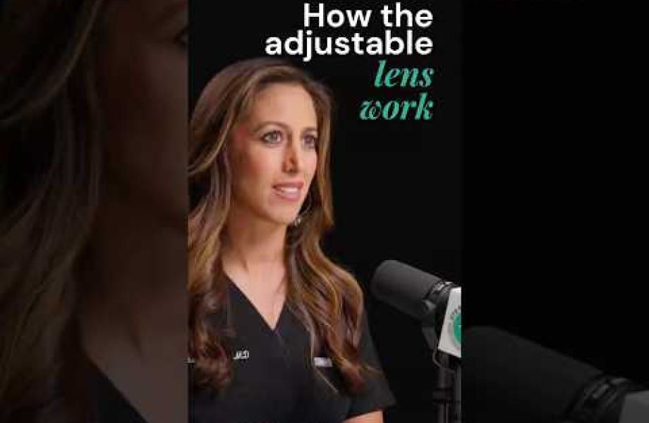 Female ophthalmologist explaining how the adjustable cataract lens works after surgery