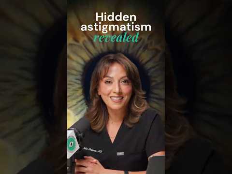 Female ophthalmologist explaining astigmatism revealed by cataract surgery