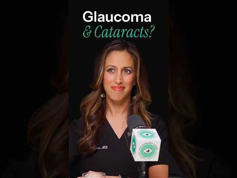 Female ophthalmologist discussing glaucoma and cataract surgery treatment options