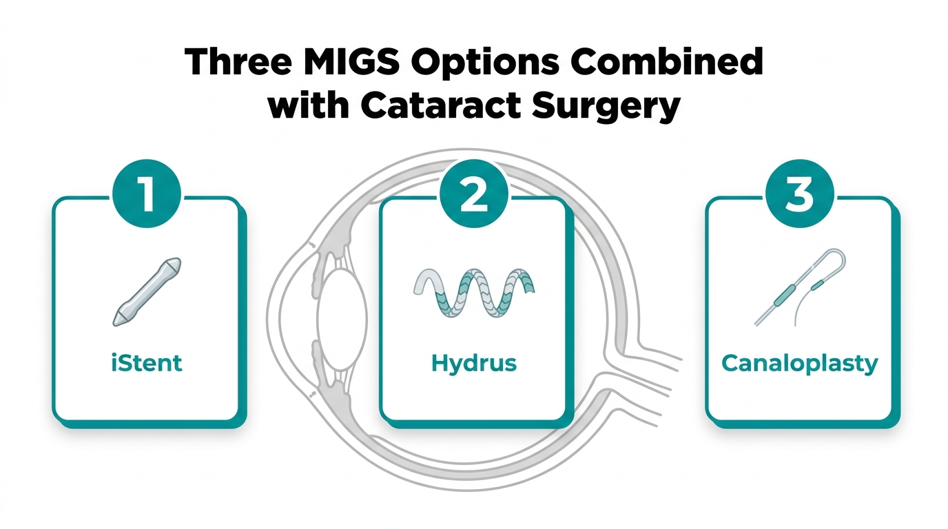 Cataract Surgery with iStent, Hydrus, or Canaloplasty