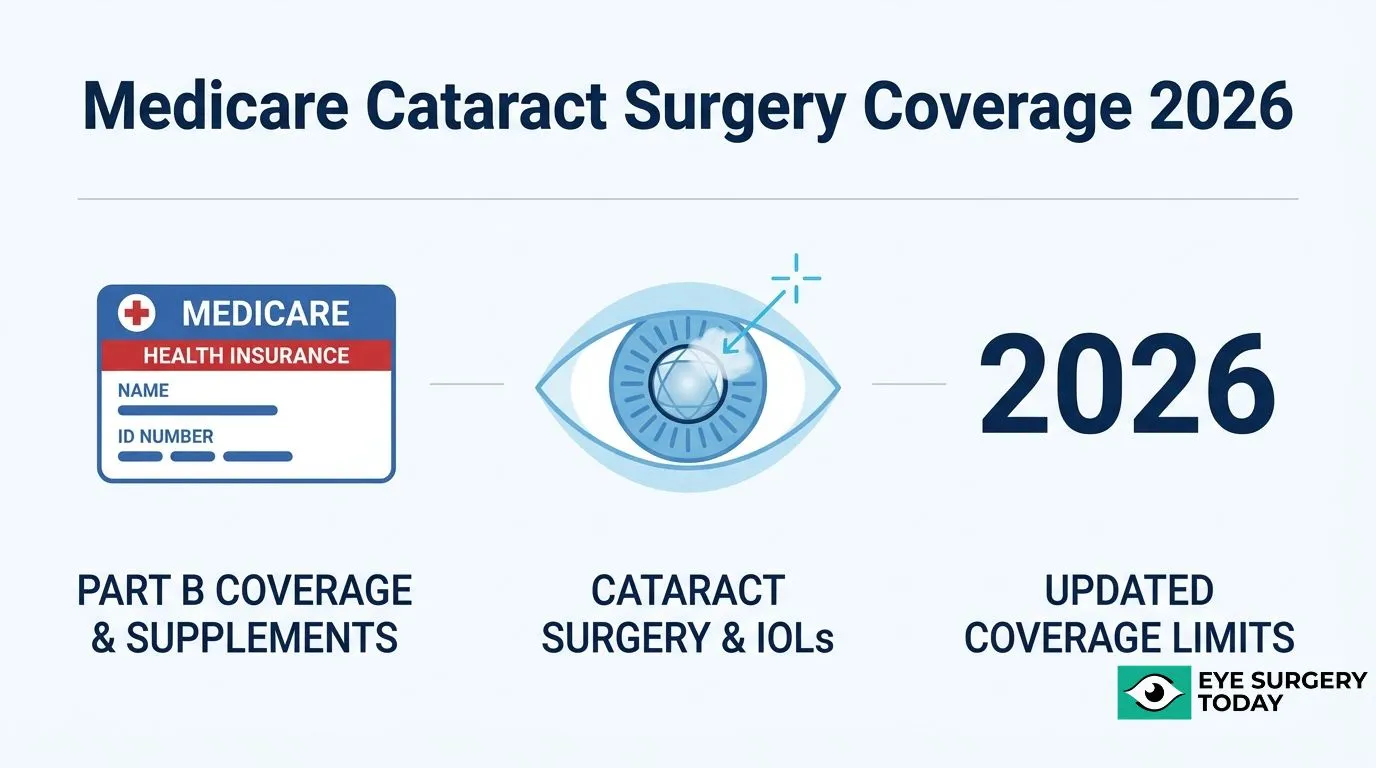 Overview of Medicare cataract surgery coverage in 2026, including Part B coverage, intraocular lenses, supplemental insurance, and updated coverage limits.
