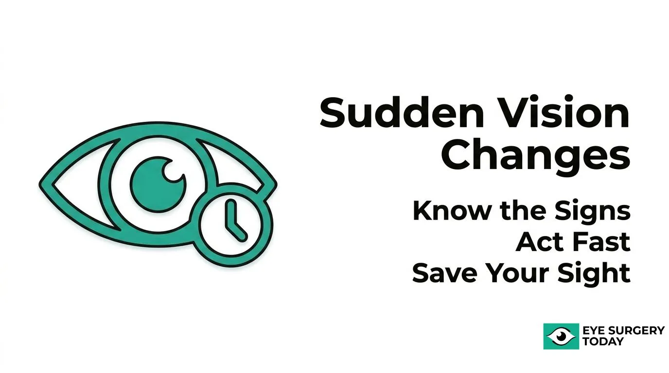 Sudden vision changes warning graphic advising patients to know the signs, act quickly, and seek care to help protect their sight