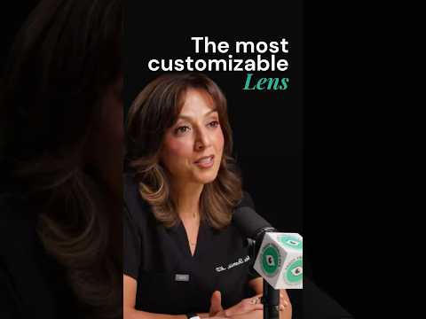 Female ophthalmologist discussing light-adjustable lens customization for cataract patients