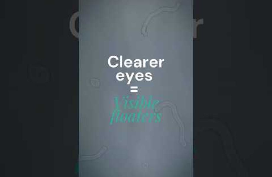 Illustration of eye floaters against a light background with text about clearer vision