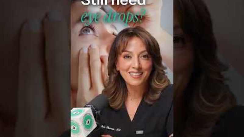 Female ophthalmologist discussing glaucoma eye drops after MIGS surgery