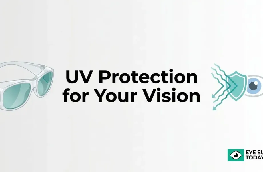 Illustration of UV protective glasses and eye protection from ultraviolet light exposure