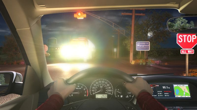 Image of blurry vision while night driving