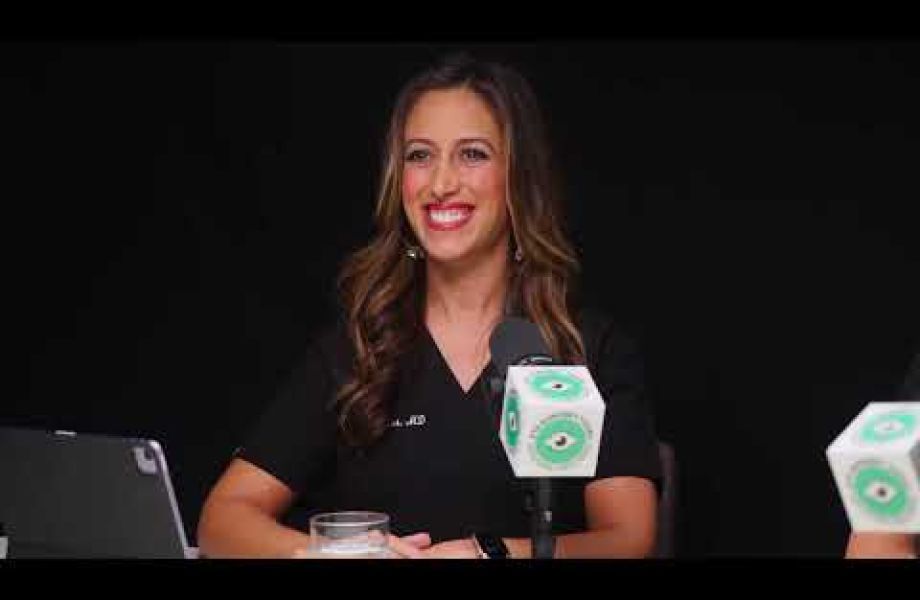 Female ophthalmologist discussing advanced technology lenses for cataract surgery