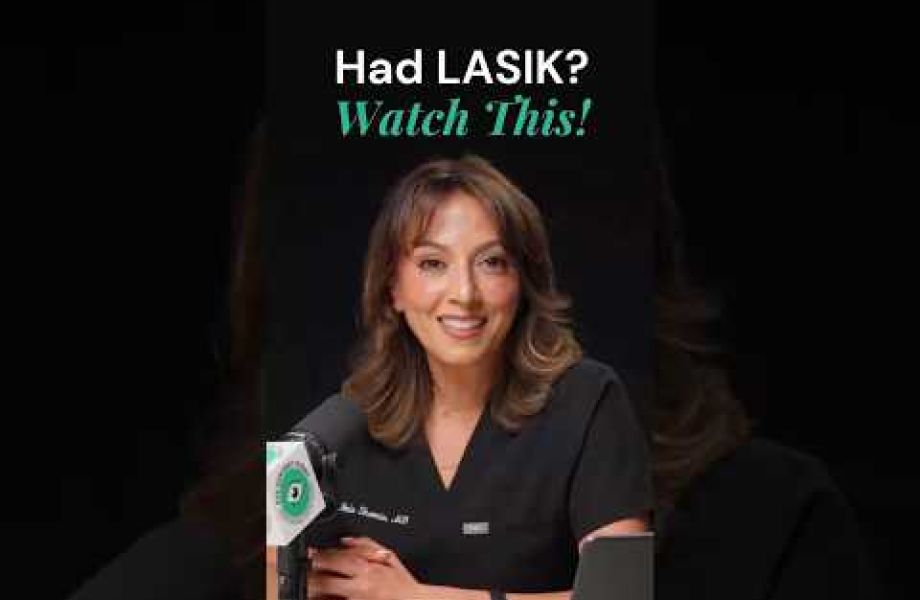 Female ophthalmologist discussing cataract surgery for patients with prior LASIK