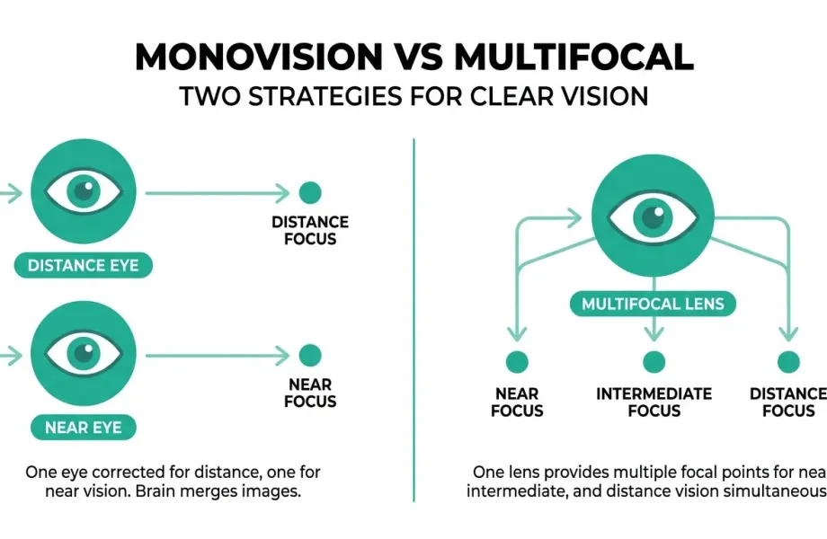Monovision vs multifocal lenses