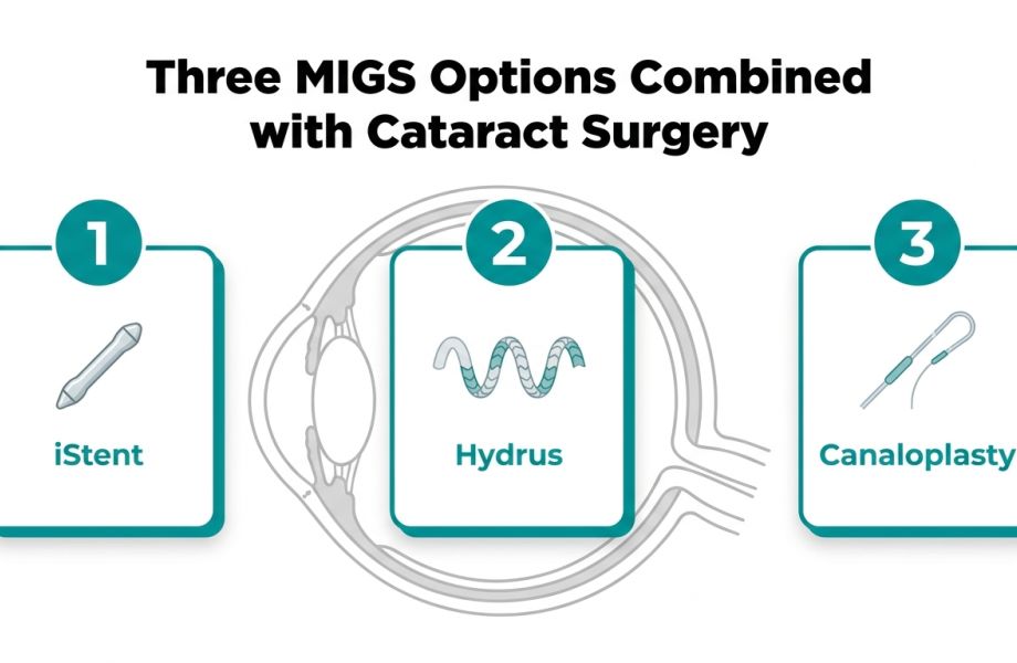 Cataract Surgery with iStent, Hydrus, or Canaloplasty