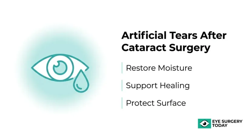 Artificial tears after cataract surgery help restore moisture, support healing, and protect the eye surface.