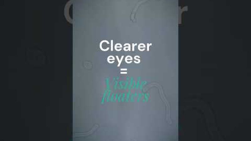 Illustration of eye floaters against a light background with text about clearer vision