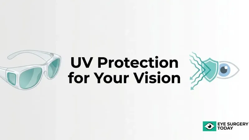 Illustration of UV protective glasses and eye protection from ultraviolet light exposure