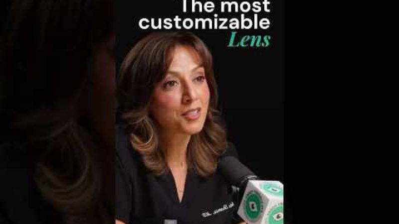 Female ophthalmologist discussing light-adjustable lens customization for cataract patients